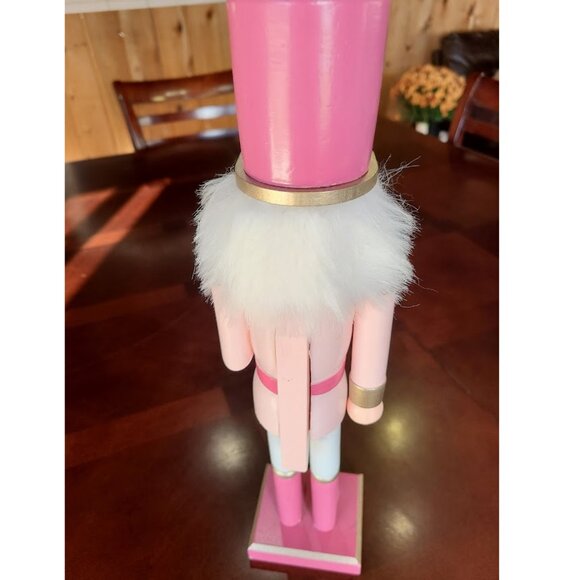 Christmas Nutcracker Soldier Wooden Statue Pink Holiday Decor Table Decoration - Picture 8 of 10